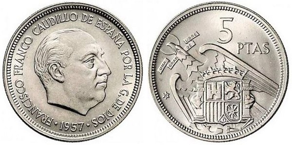 5 pesetas 1957 Franco
