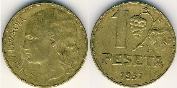 1 peseta 1937 Uva